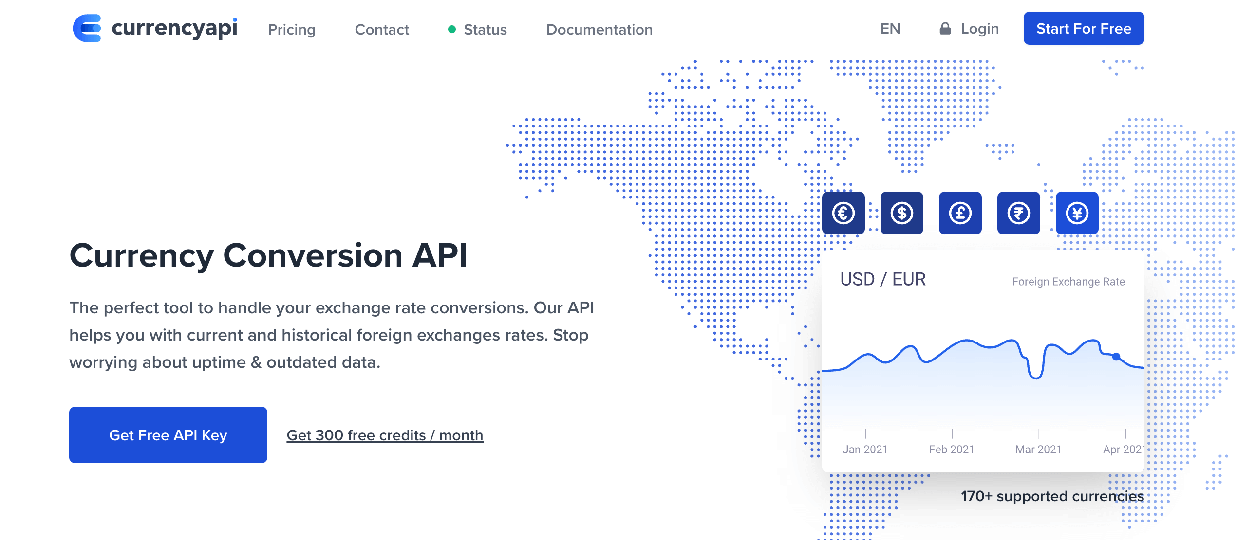 CurrencyAPI homepage