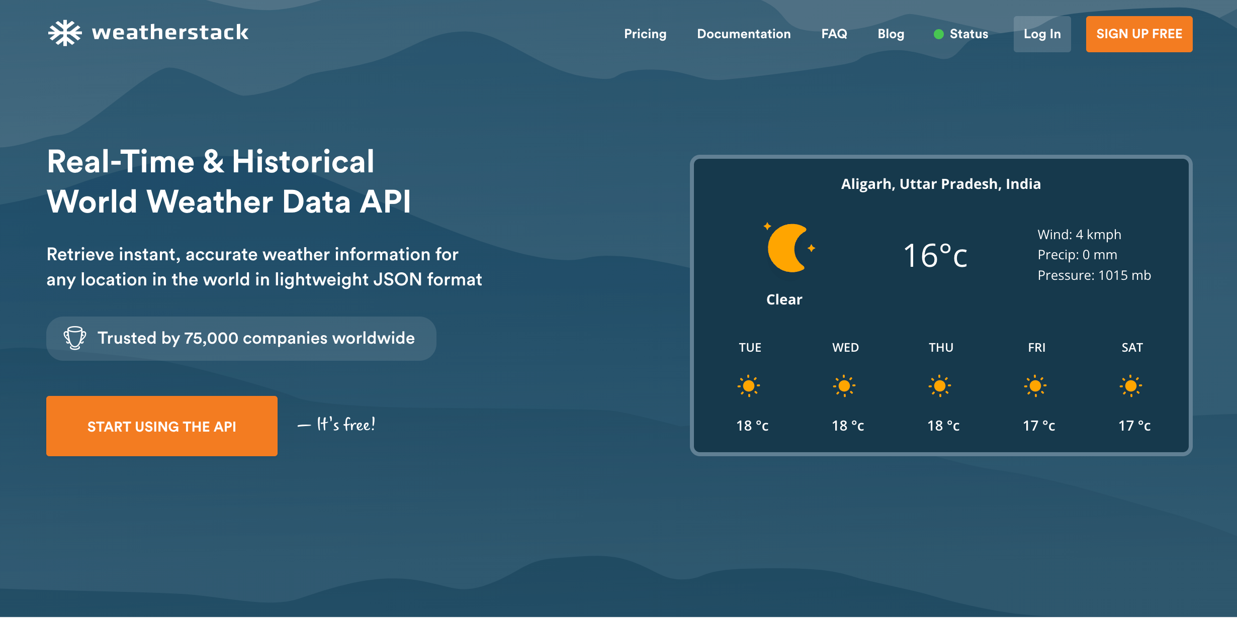 Weatherstack website